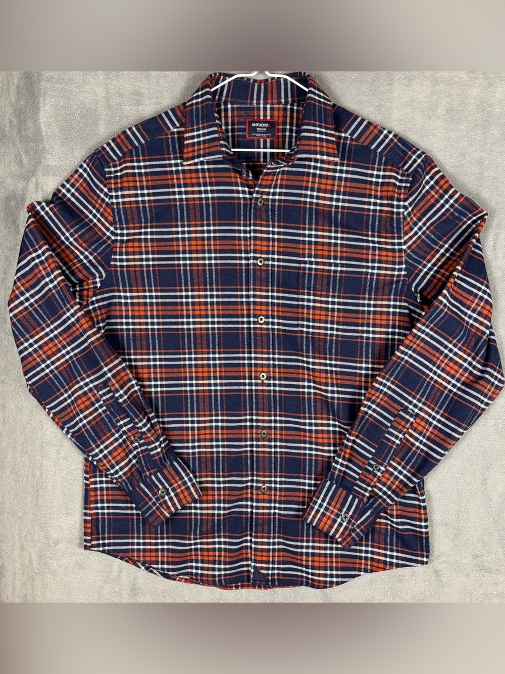 UNTUCKit Trezari Plaid Flannel Shirt Mens M Medium Regular Fit Red Blue Fall